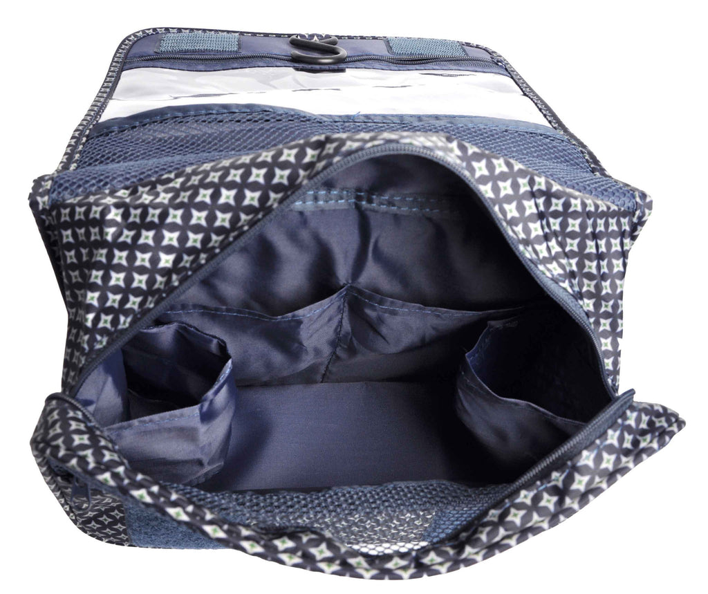 Blue Portable Waterproof Travel Kit Toiletry Cosmetic Bag Hanging Hook For Men and Women