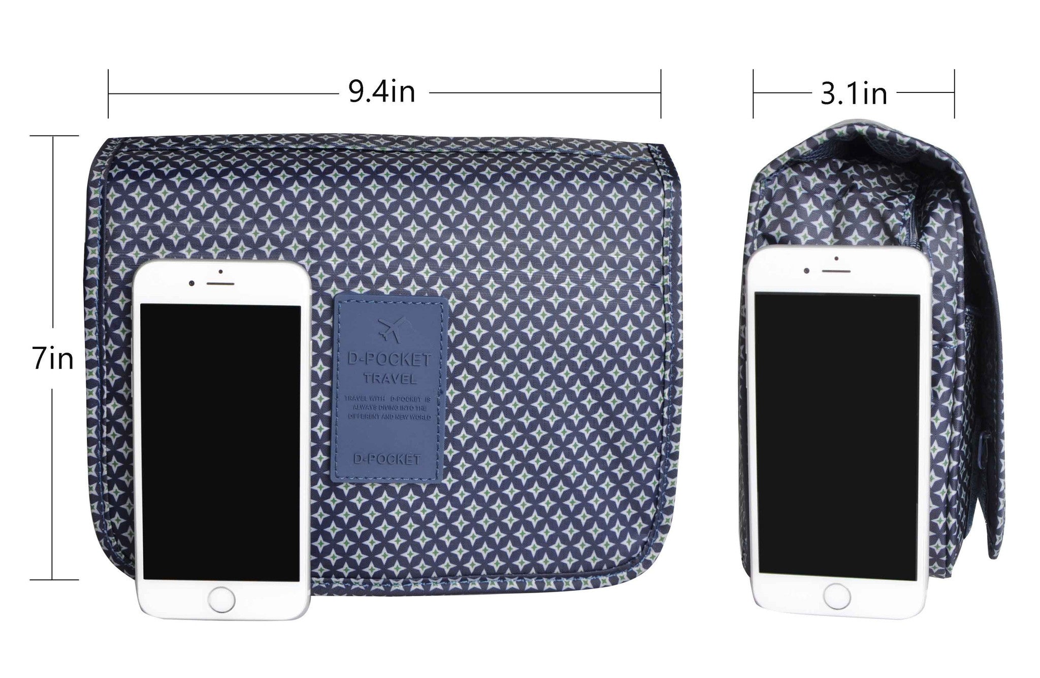 Blue Portable Waterproof Travel Kit Toiletry Cosmetic Bag Hanging Hook For Men and Women