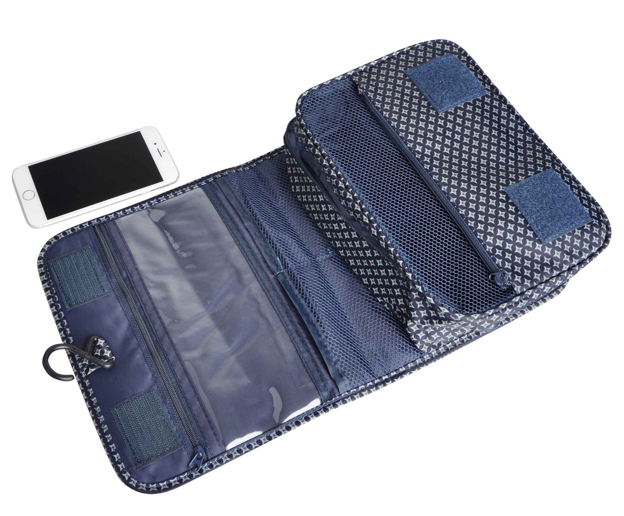 Blue Portable Waterproof Travel Kit Toiletry Cosmetic Bag Hanging Hook For Men and Women