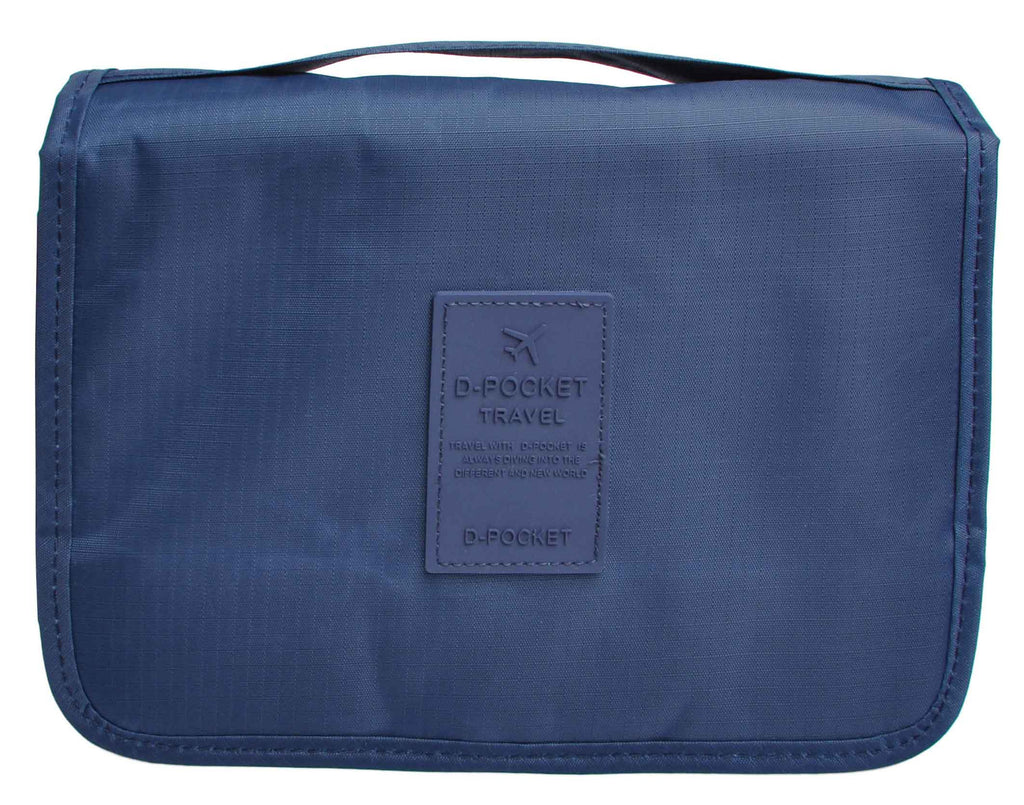 Navy Portable Waterproof Travel Kit Toiletry Cosmetic Bag Hanging Hook For Men and Women