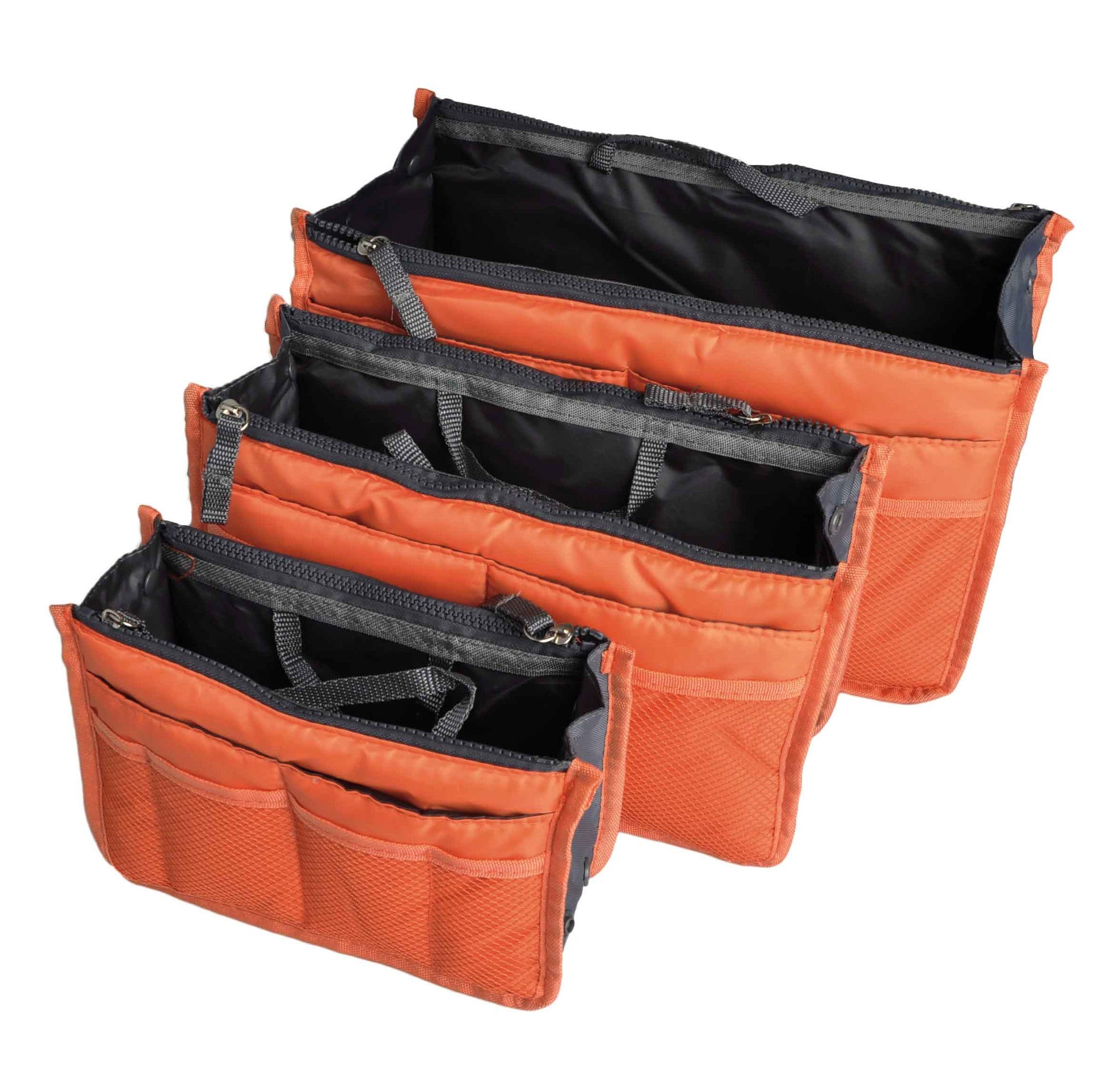 Orange Purse Organizer,Insert Handbag Organizer Nylon Bag in Bag (13 Pockets 15 Colors 3 Sizes)