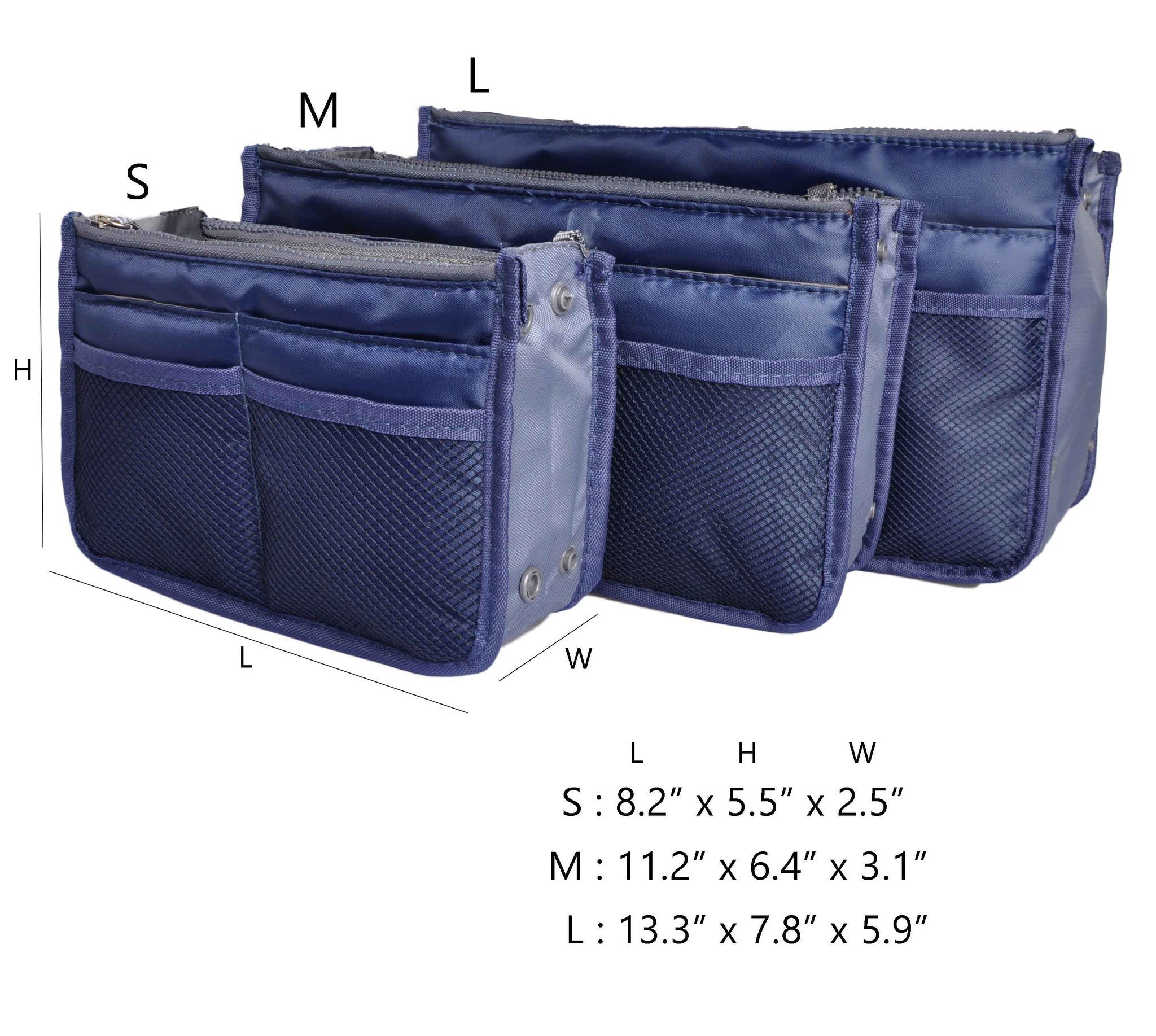 Royalblue Purse Organizer,Insert Handbag Organizer Nylon Bag in Bag (13 Pockets 15 Colors 3 Sizes)