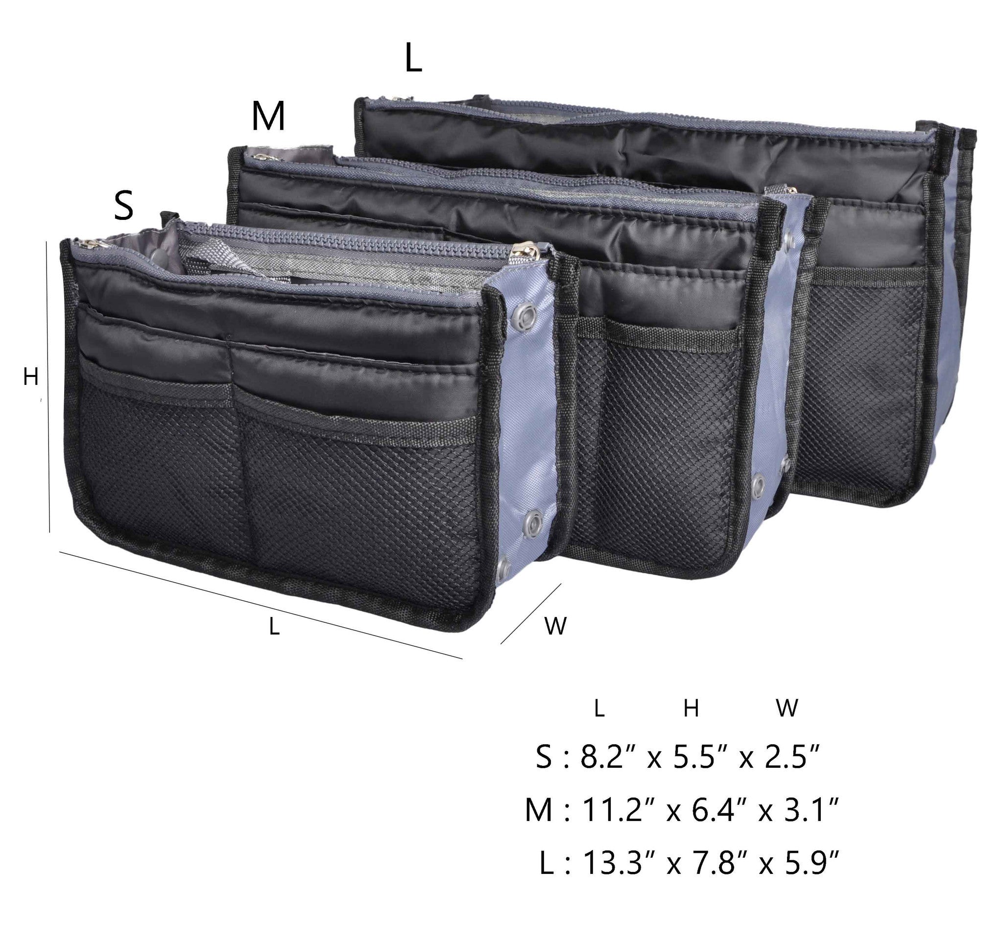 Black Purse Organizer,Insert Handbag Organizer Nylon Bag in Bag (13 Pockets 15 Colors 3 Sizes)